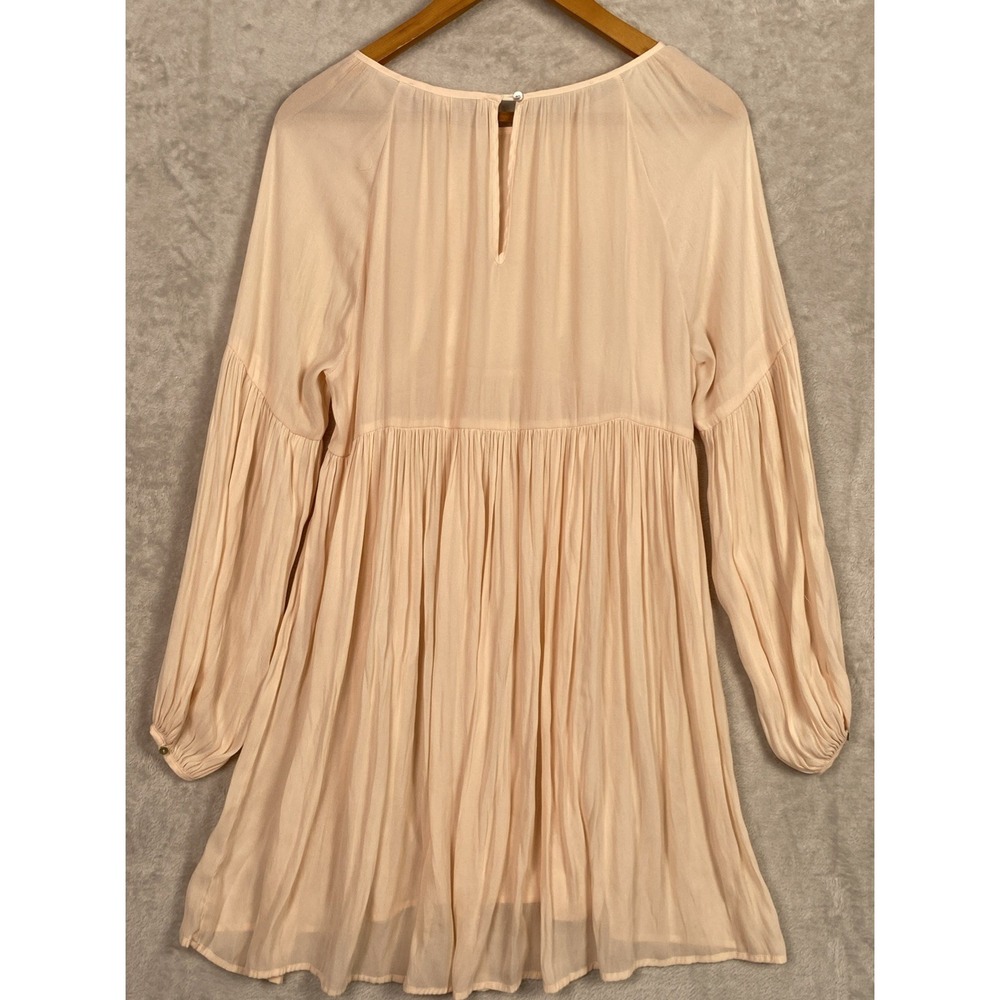 Forever 21 Pleated Dress Peach Chiffon Easter Gathered Medium M Fairy Softgirl - Picture 2 of 12